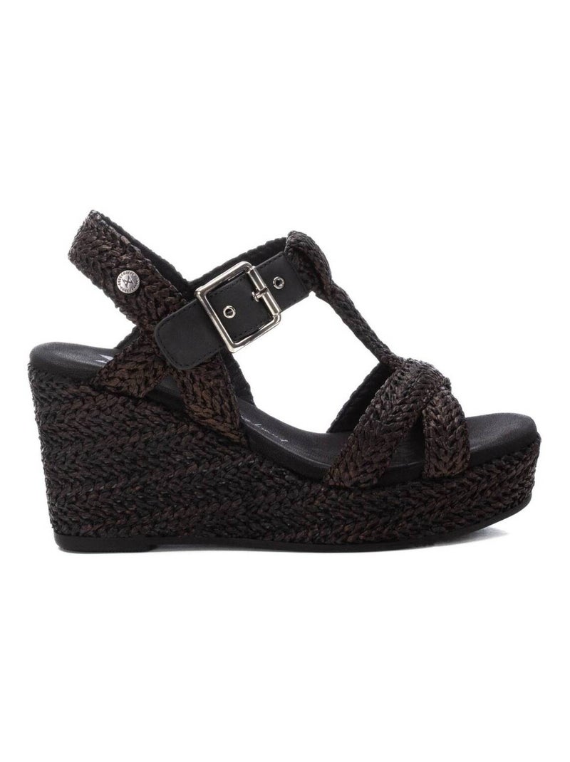 Sandales habillées à semelle compensée avec boucle Noir - Kiabi