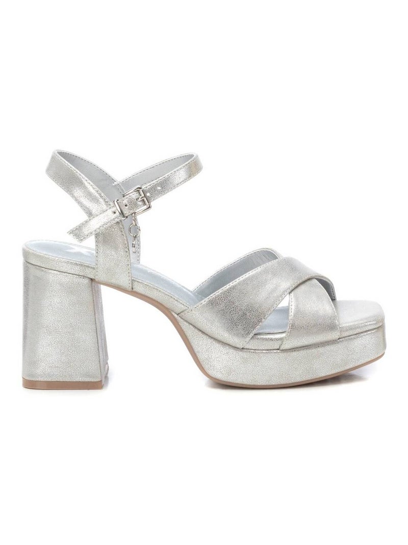 Sandales habillées à talon à boucle Argent - Kiabi