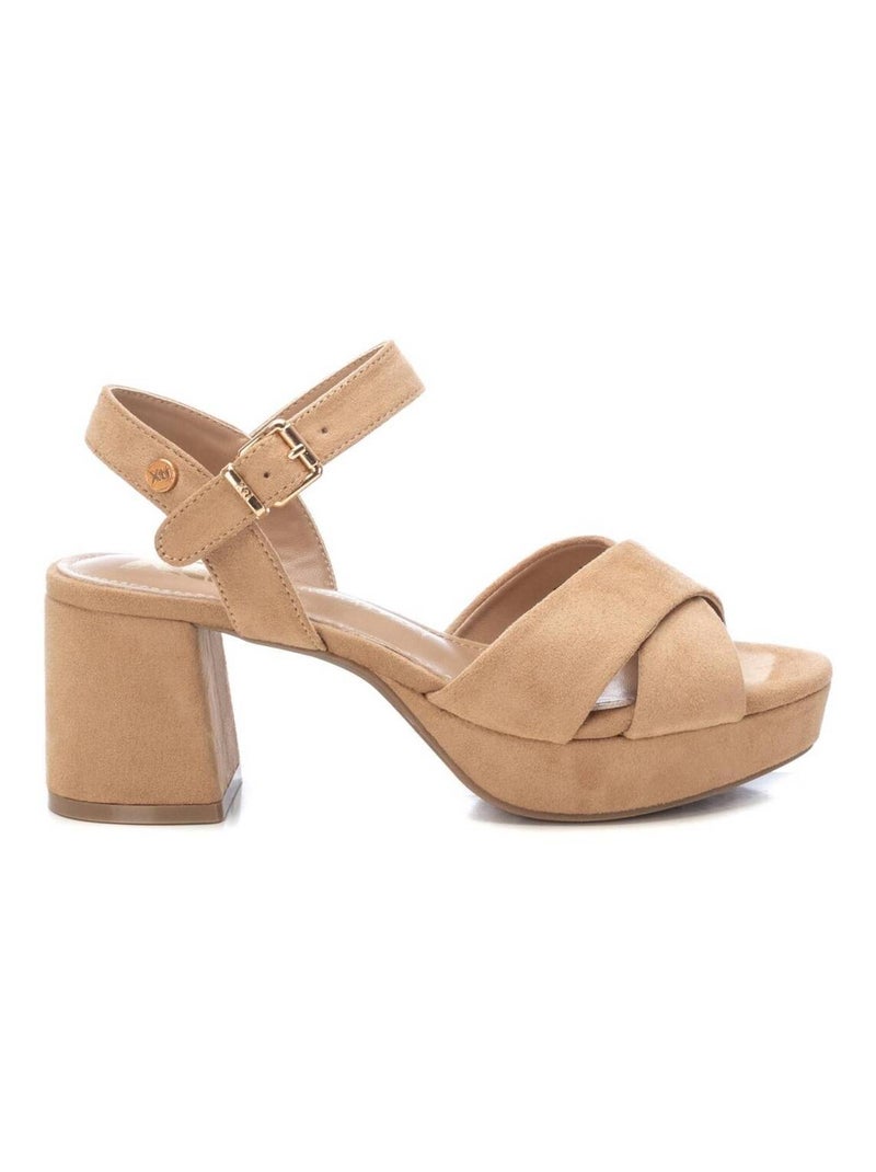 Sandales habillées à talon à boucle Beige - Kiabi