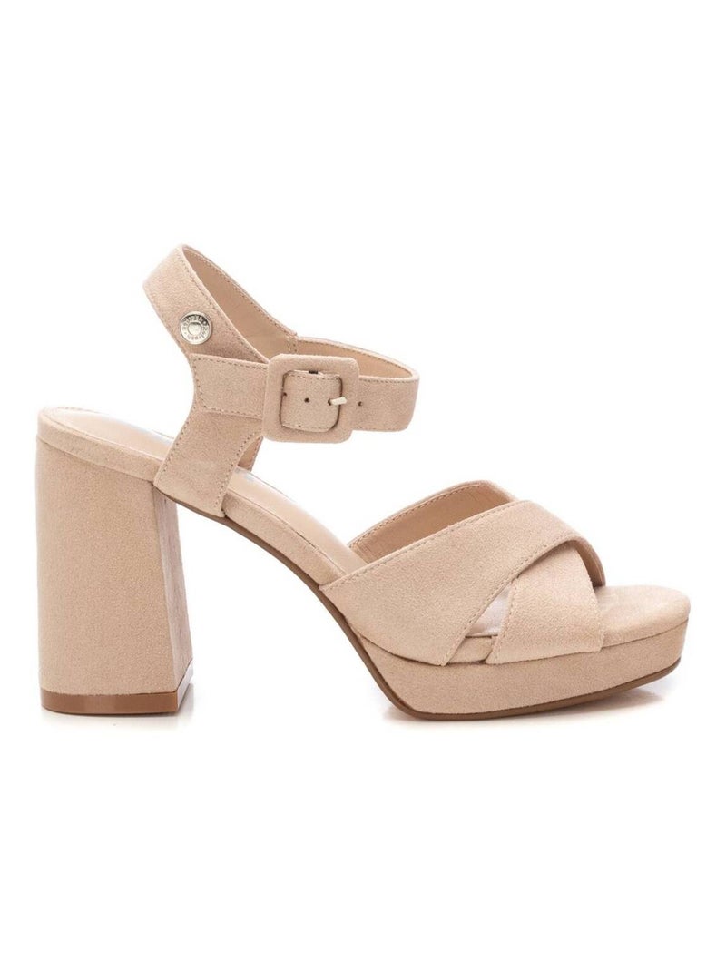 Sandales habillées à talon avec boucle Beige - Kiabi