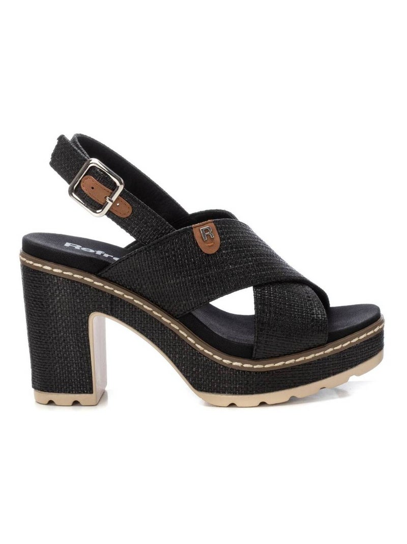 Sandales habillées à talon avec bride cheville Noir - Kiabi