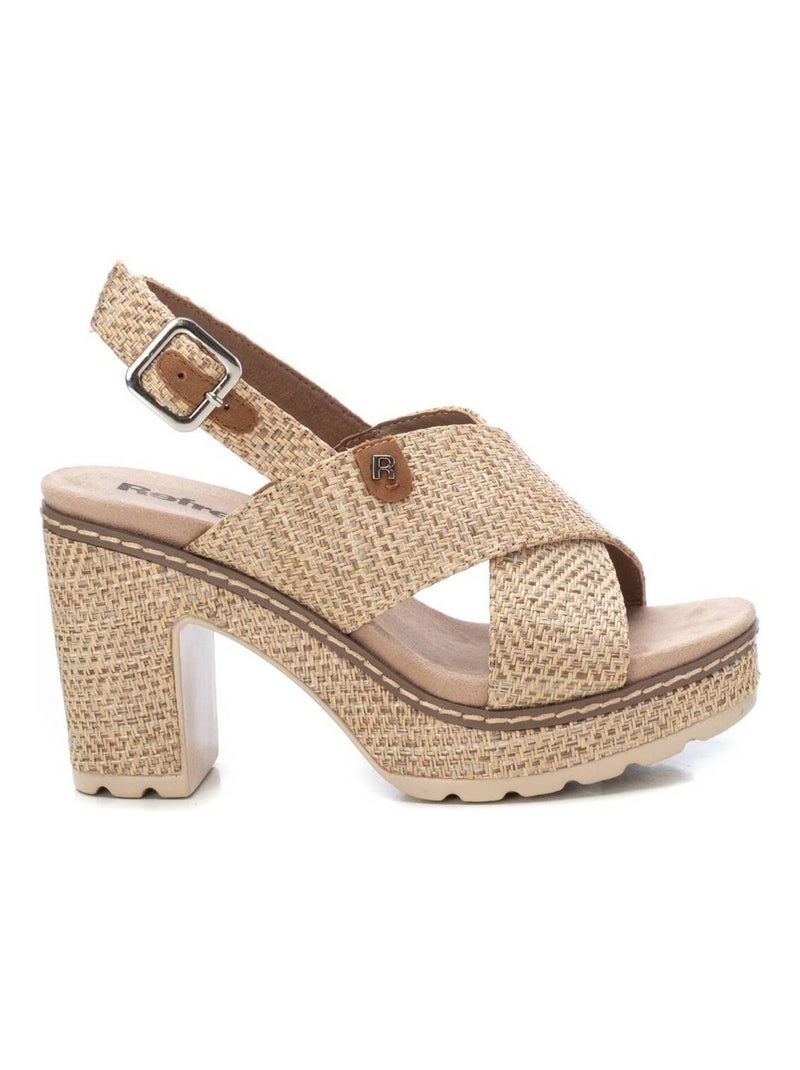 Sandales habillées à talon avec bride cheville Taupe - Kiabi