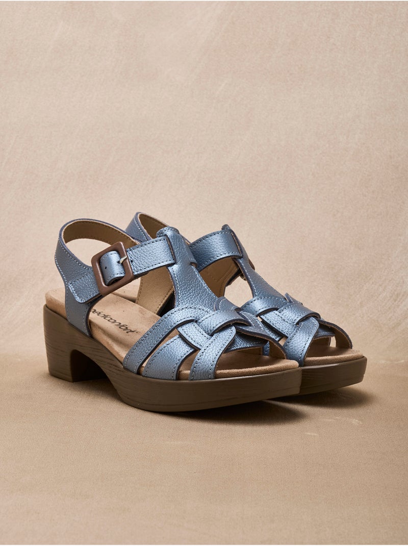 Sandales hautes scratch boucle fantaisie - PEDICONFORT Bleu marine - Kiabi