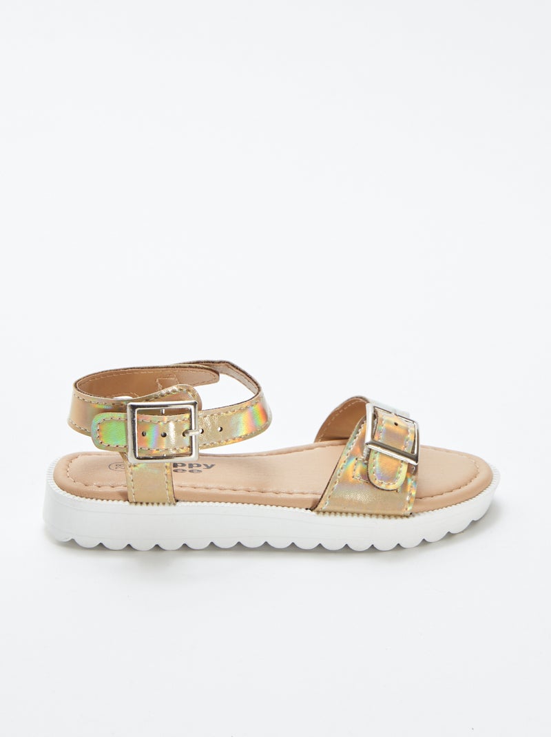 Sandales holographiques à boucle BEIGE - Kiabi