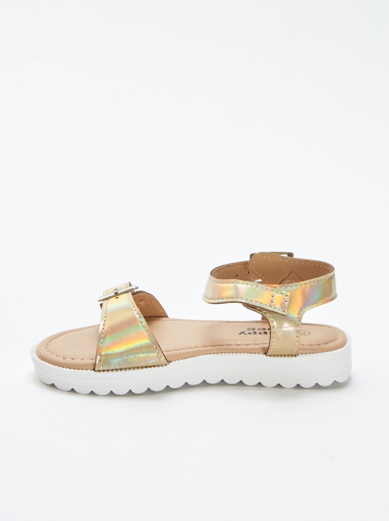 Sandales holographiques à boucle BEIGE - Kiabi