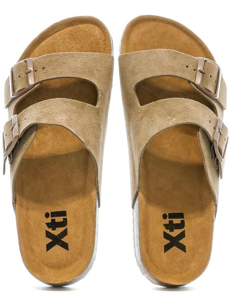Sandales Homme Cuir Marron cappuccino - Kiabi