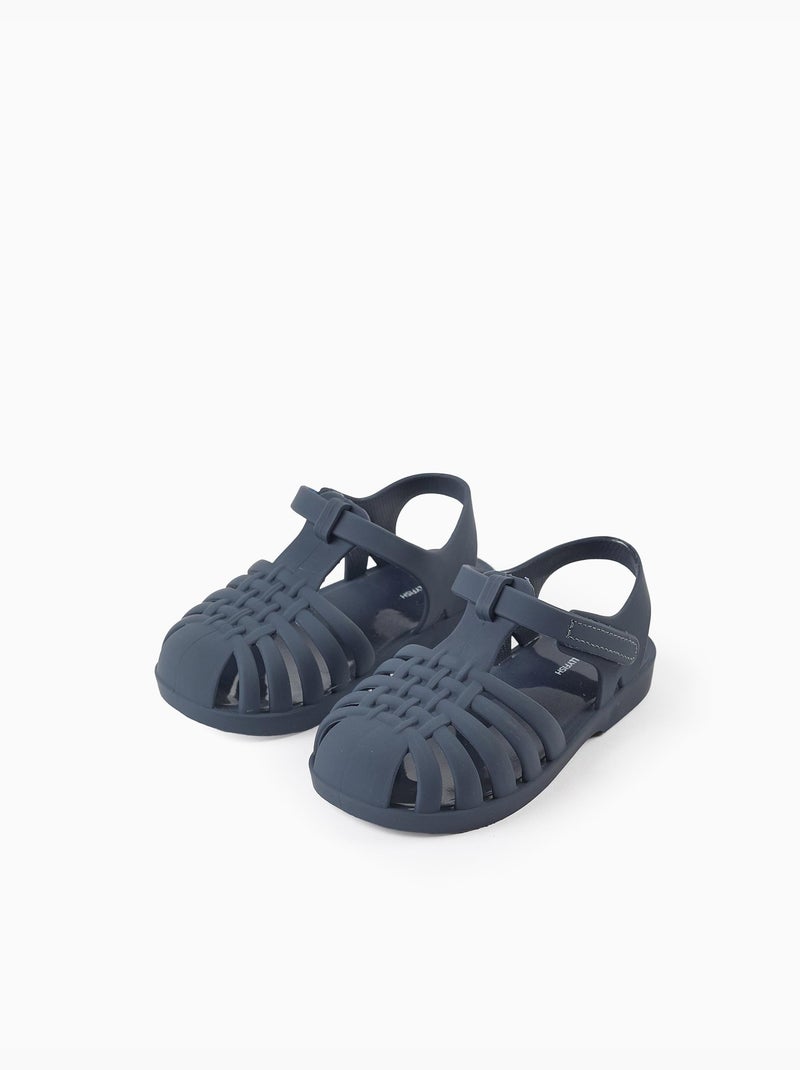 Sandales jelly avec fermeture à scratch Bleu Bleu - Kiabi