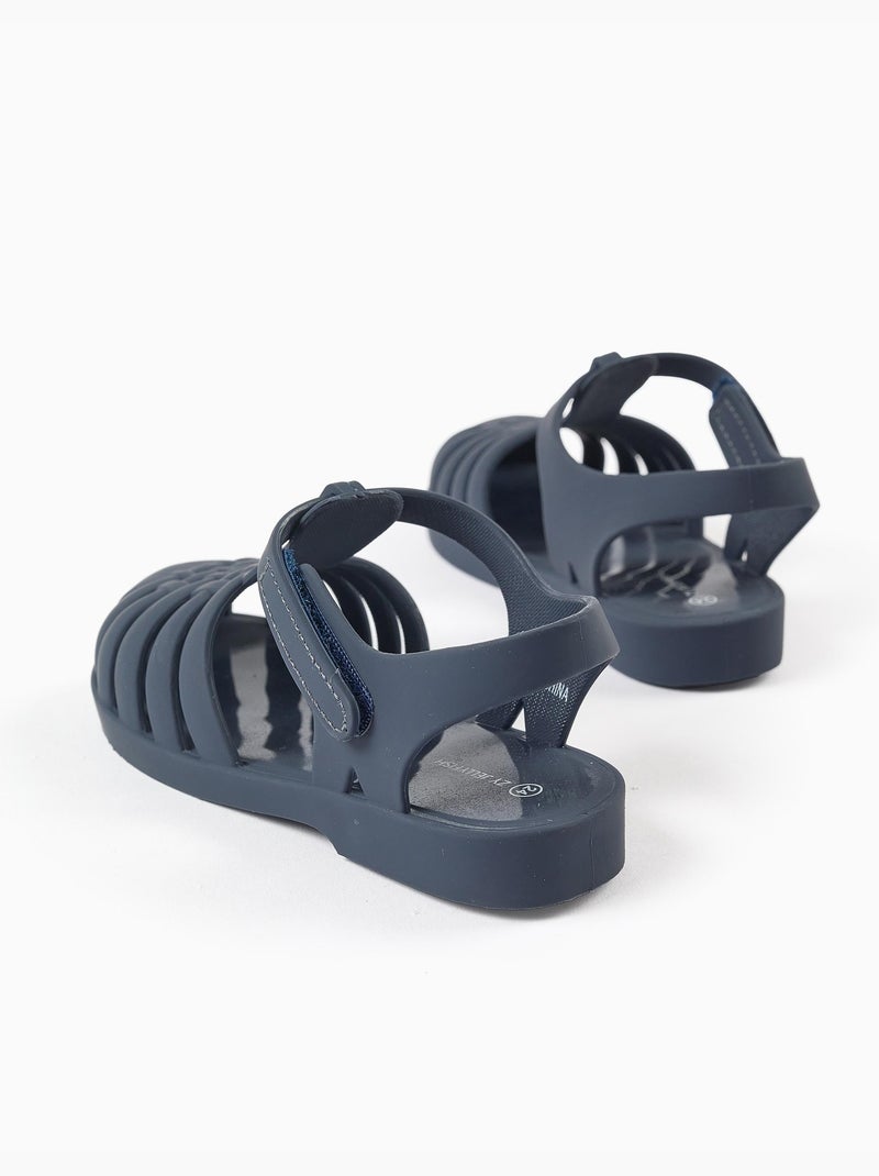Sandales jelly avec fermeture à scratch Bleu Bleu - Kiabi