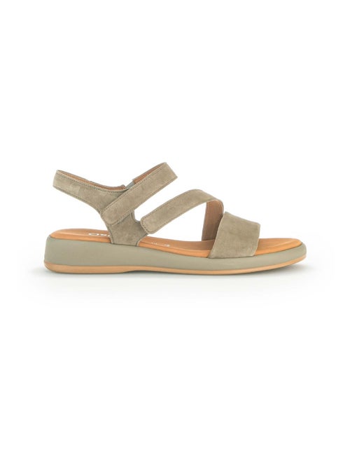 Sandales kaki en cuir velours - Kiabi