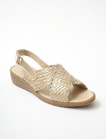 Sandales largeur confort tressé cuir - Afibel