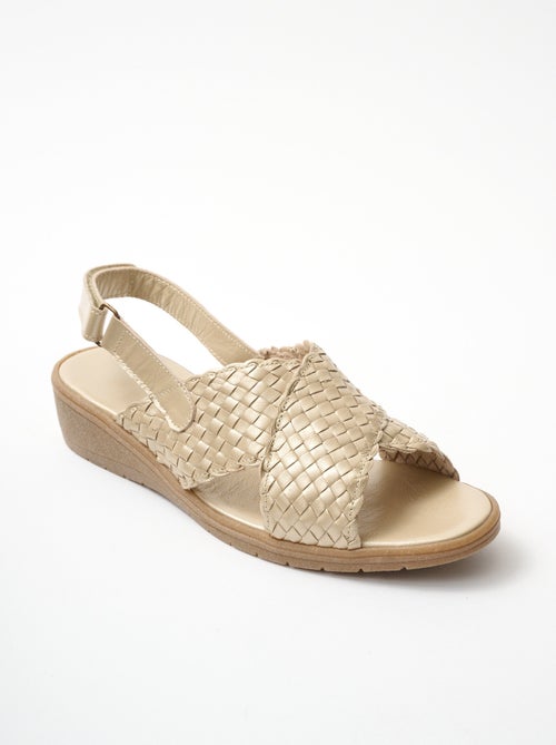 Sandales largeur confort tressé cuir - Afibel - Kiabi