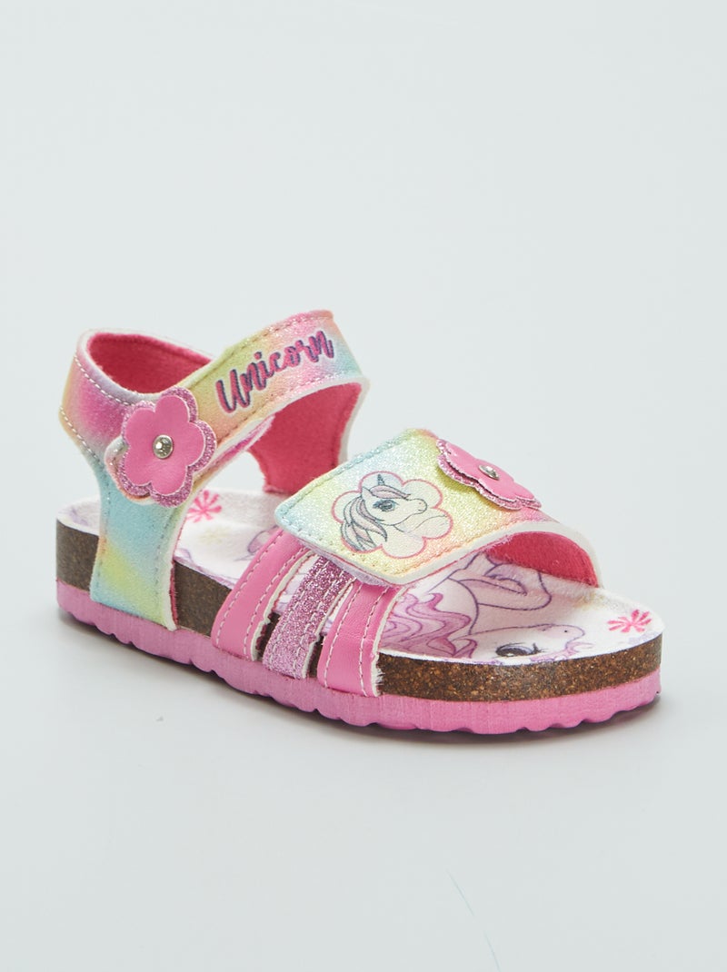 Sandales 'Licorne' à scratchs Rose - Kiabi
