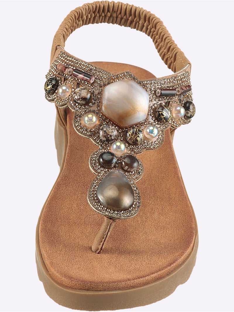 Sandales matière synthétique - taille standard - helline Doré - Kiabi