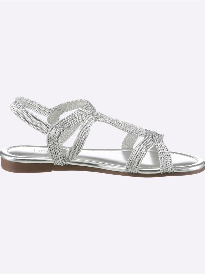 Sandales Matière Textile Agréable à Porter - Taille Standard - Helline Argent - Kiabi