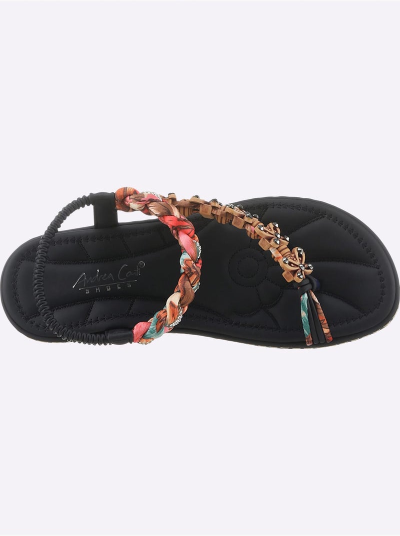 Sandales Matière Textile Agréable à Porter - Taille Standard - Helline Noir Multicolore - Kiabi