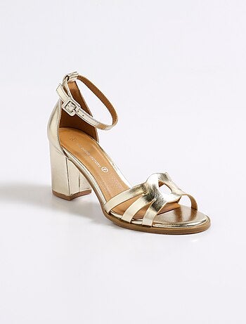 Sandales métallisées à talon haut