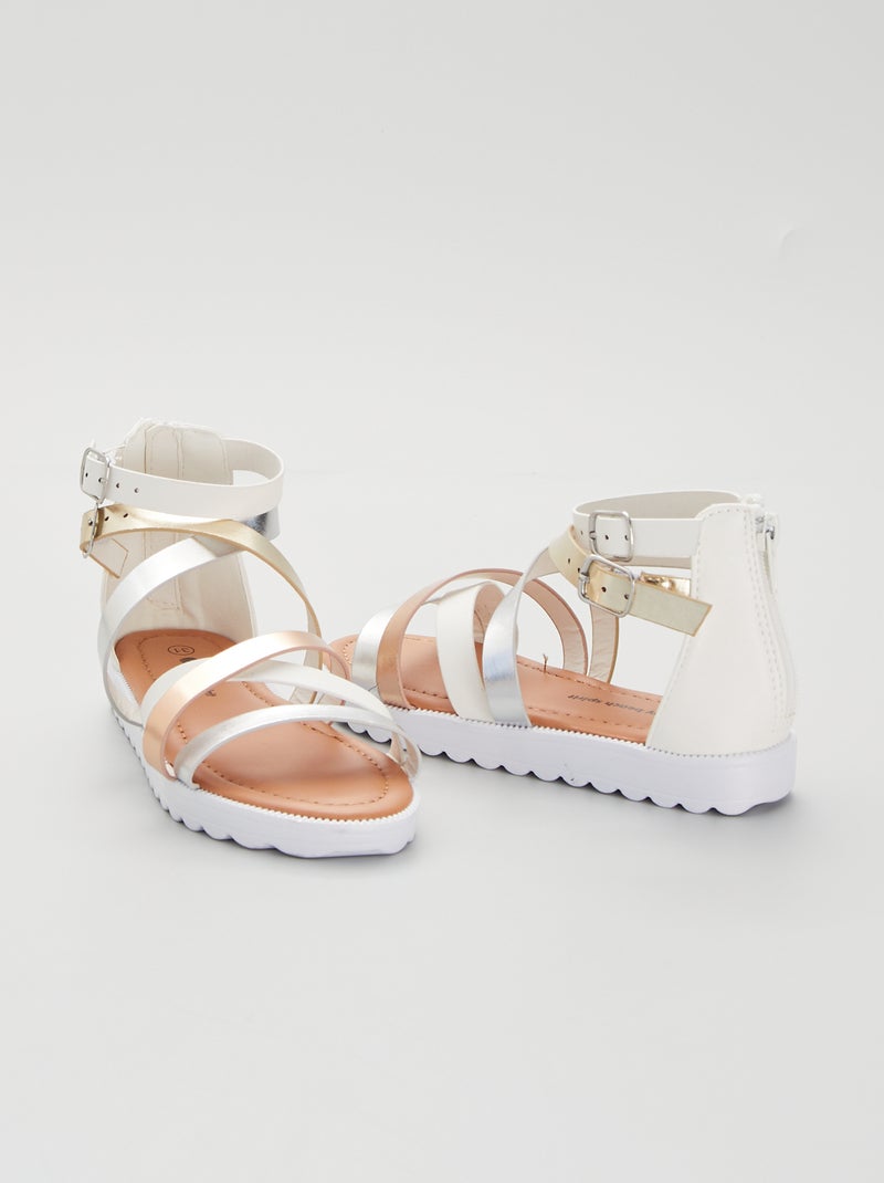 Sandales montantes avec talon blanc - Kiabi