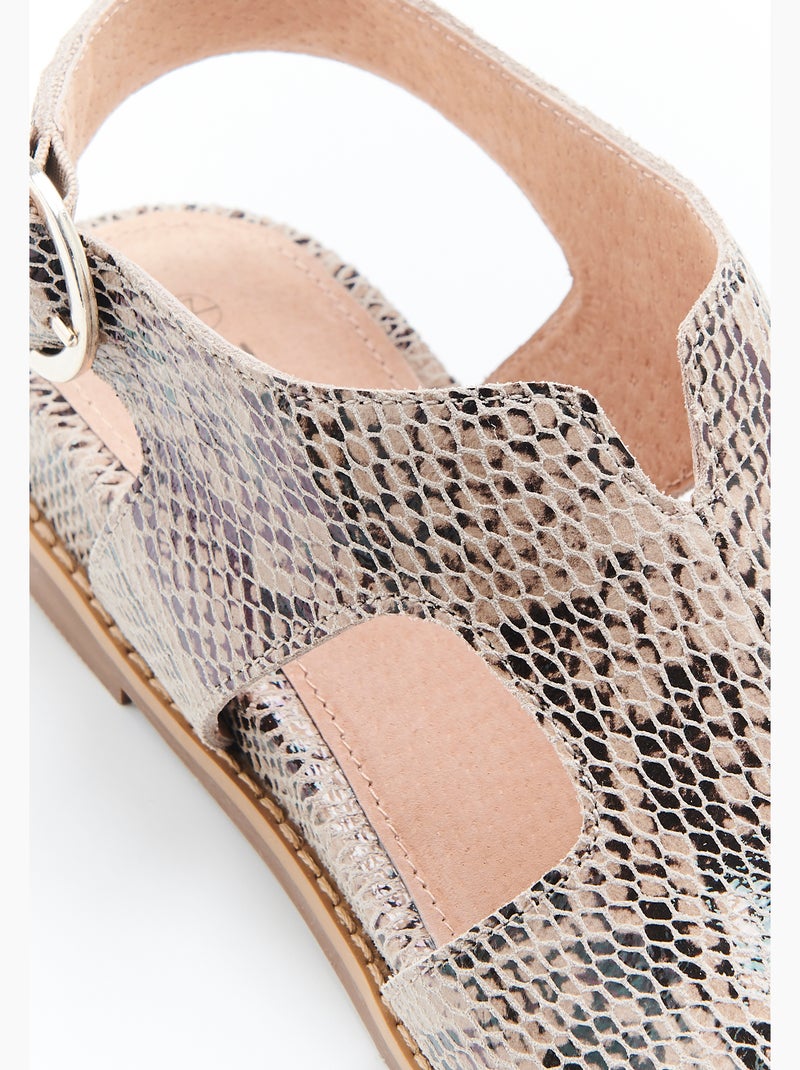 Sandales motif animalier - damart Beige - Kiabi