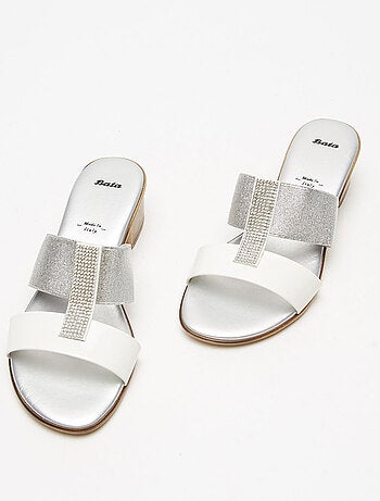 Sandales mules à talons midi et strass BATA