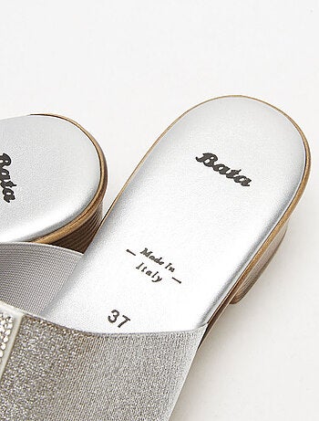 Sandales mules à talons midi et strass BATA