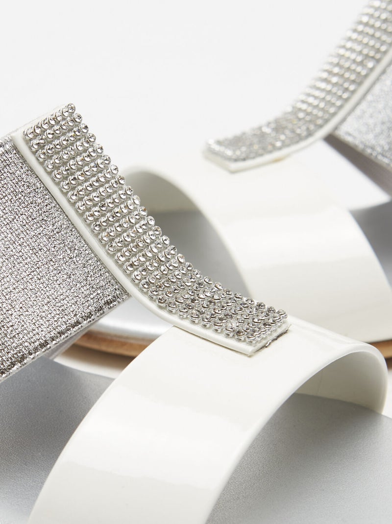 Sandales mules à talons midi et strass BATA Blanc - Kiabi
