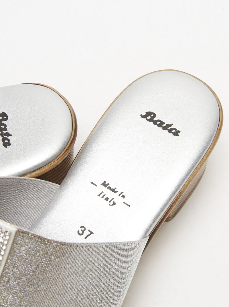 Sandales mules à talons midi et strass BATA Blanc - Kiabi