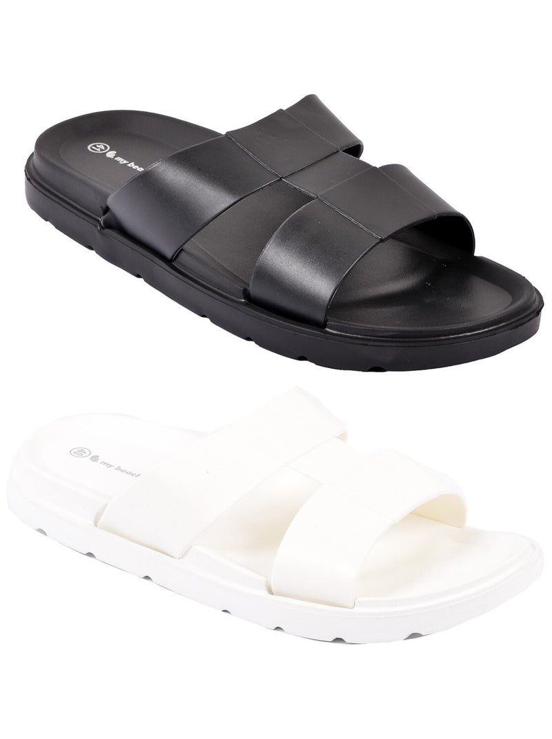Sandales Mules CROISEE Lot de 2 Noir Blanc - Kiabi