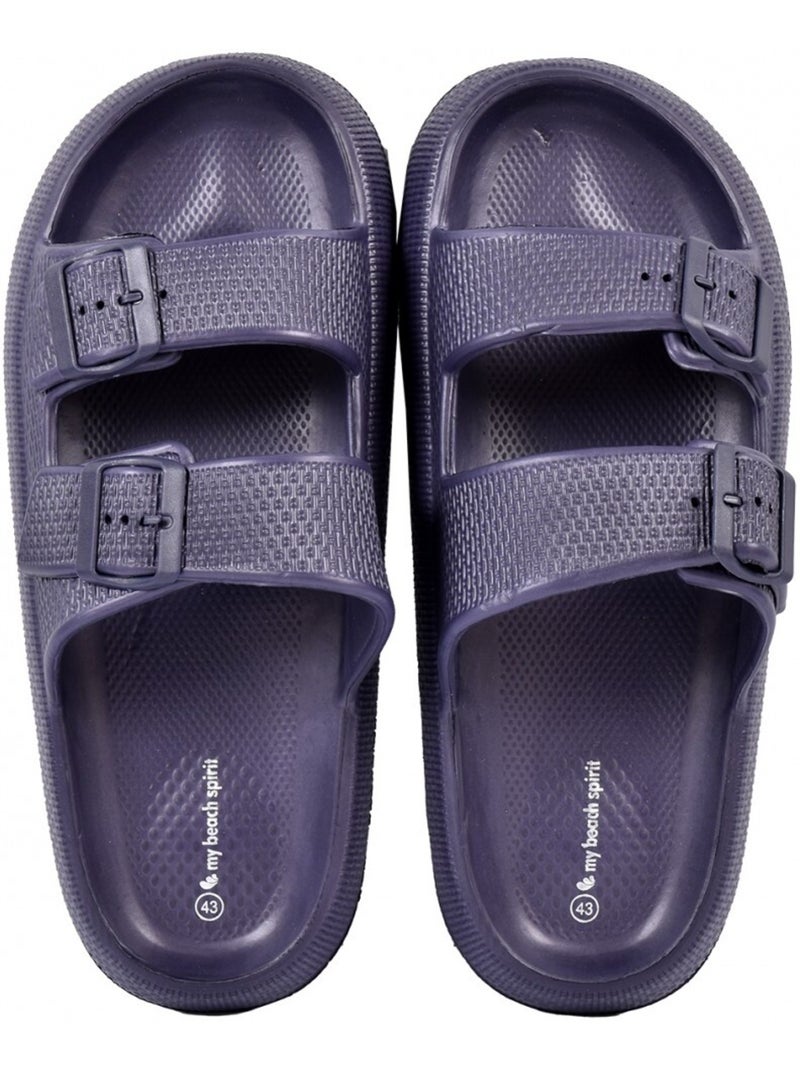 Sandales Mules EVA Boucle Bleu marine - Kiabi