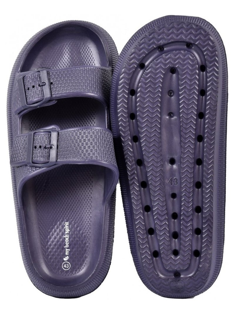 Sandales Mules EVA Boucle Bleu marine - Kiabi