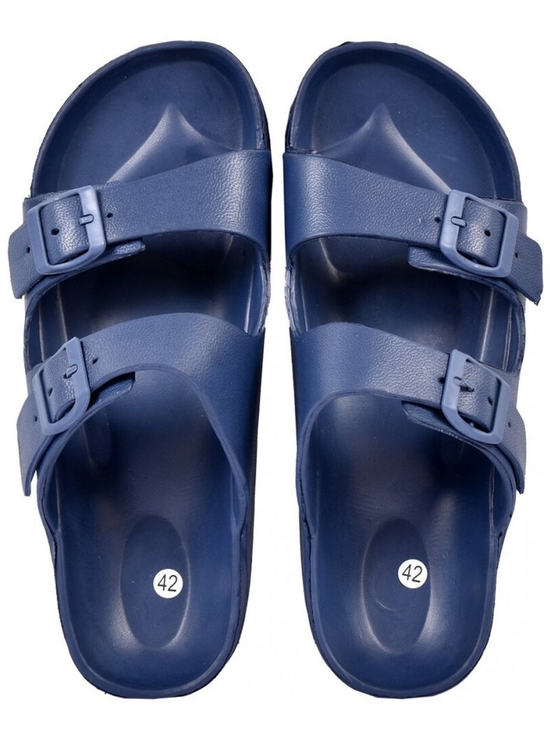 Sandales Mules EVA Boucle Bleu marine - Kiabi