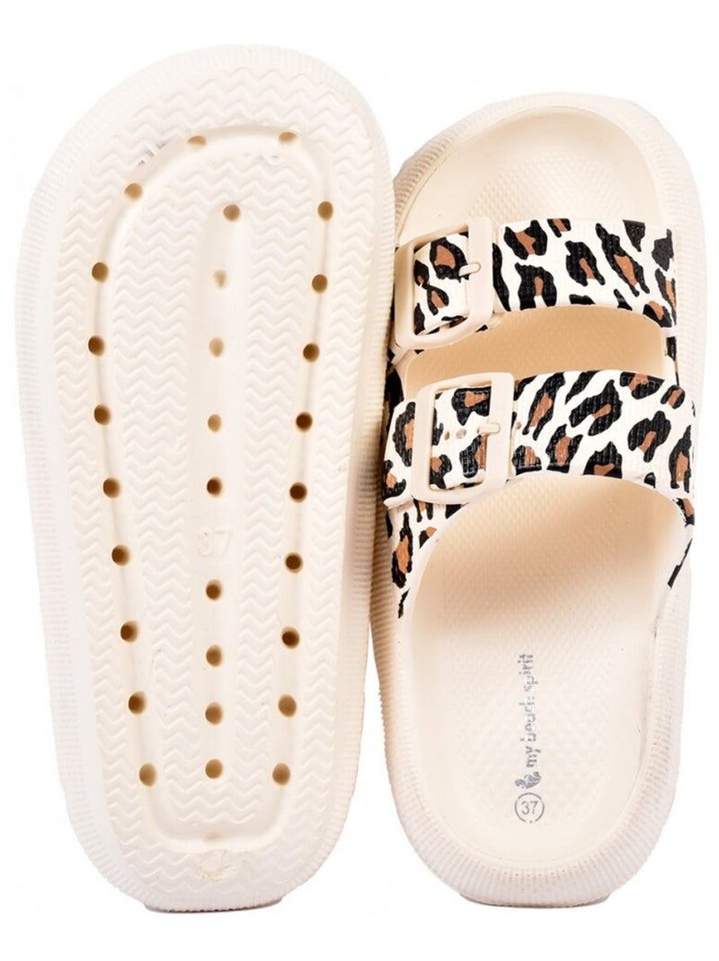 Sandales Mules EVA Boucle Ecru - Kiabi