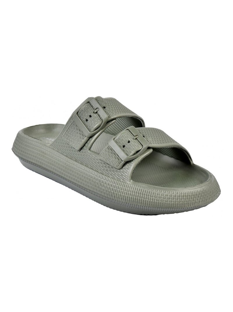 Sandales Mules EVA Boucle Kaki - Kiabi