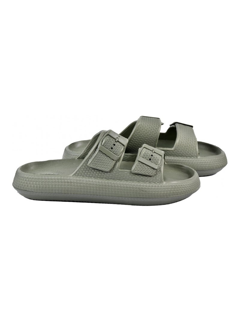 Sandales Mules EVA Boucle Kaki - Kiabi