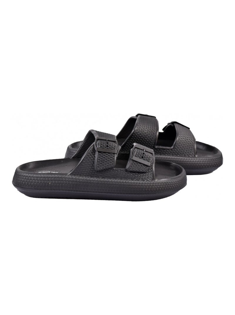 Sandales Mules EVA Boucle Noir - Kiabi