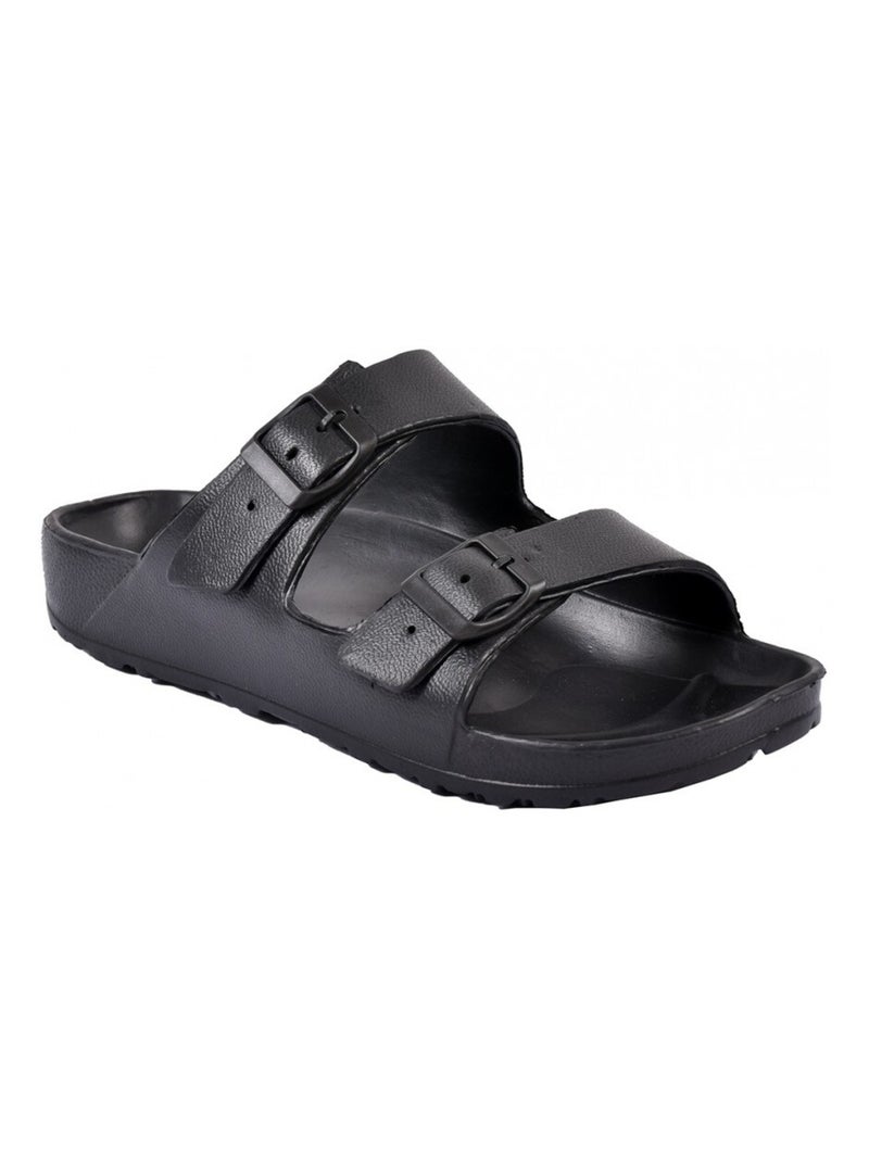 Sandales Mules EVA Boucle Noir - Kiabi