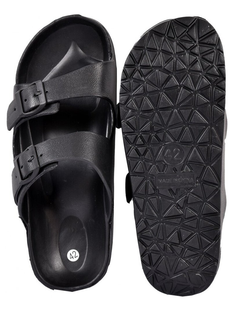 Sandales Mules EVA Boucle Noir - Kiabi