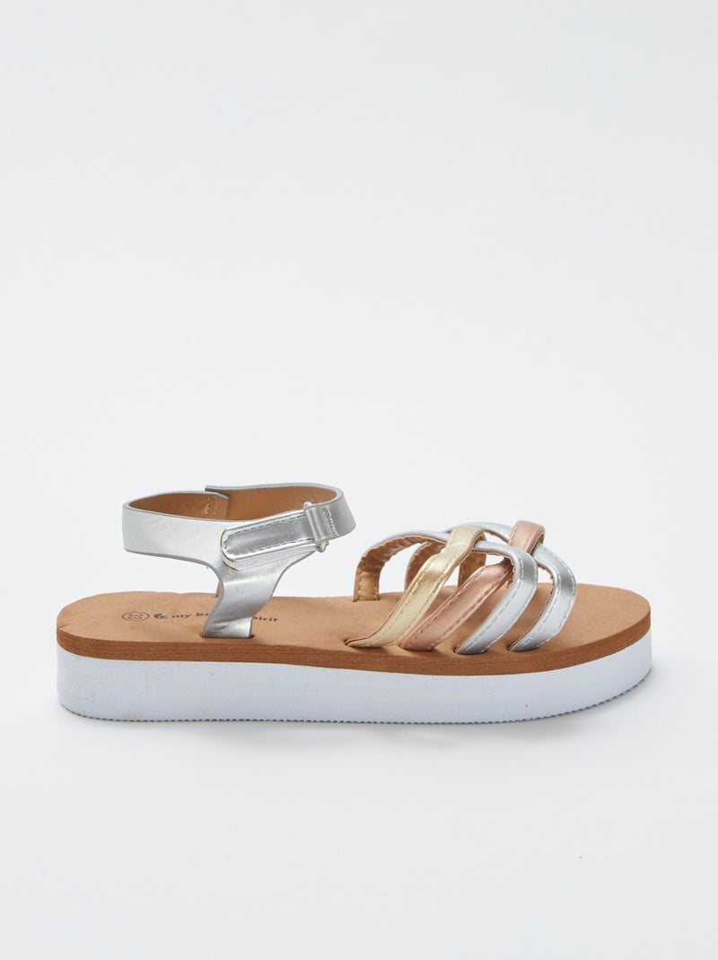 Sandales multi-brides avec plateforme 'My beach spirit' BLANC - Kiabi