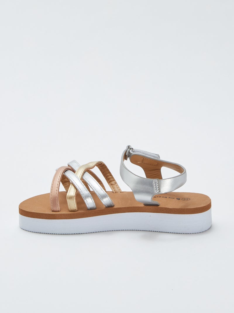 Sandales multi-brides avec plateforme 'My beach spirit' BLANC - Kiabi