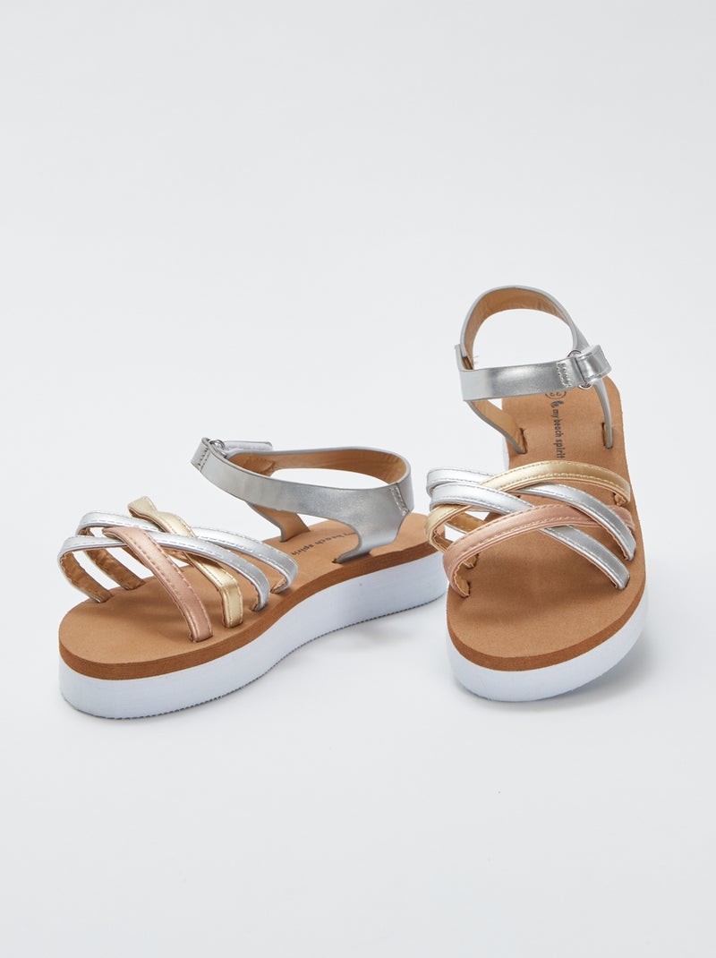 Sandales multi-brides avec plateforme 'My beach spirit' BLANC - Kiabi