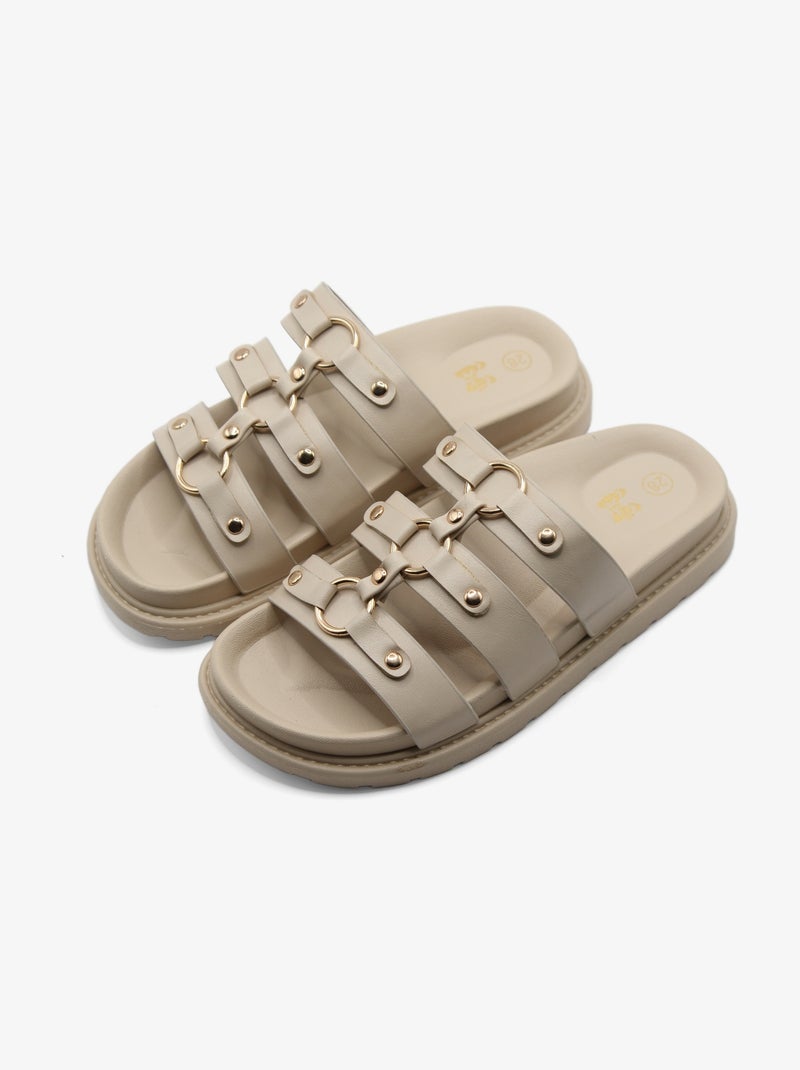 Sandales multi-brides Blanc cassé - Kiabi