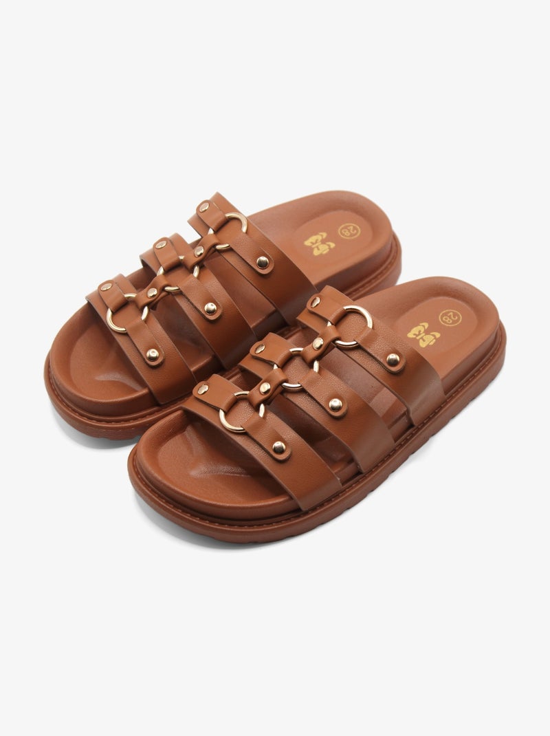 Sandales multi-brides Camel - Kiabi