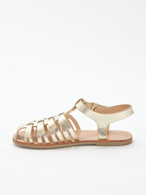Sandales multi-brides dorées - Kiabi