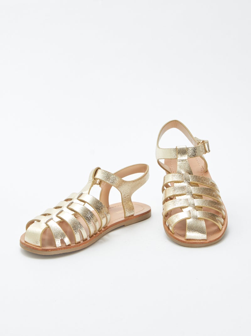 Sandales multi-brides dorées BEIGE - Kiabi