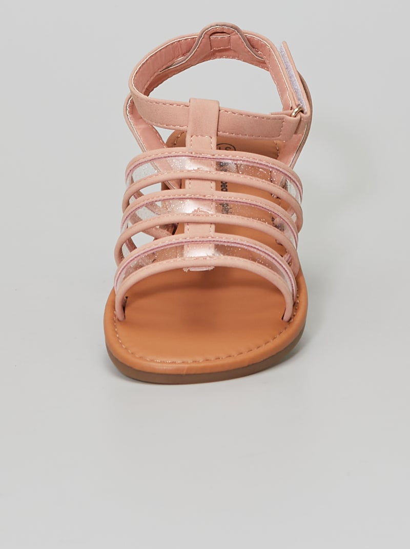Sandales multi-brides en simili rose - Kiabi
