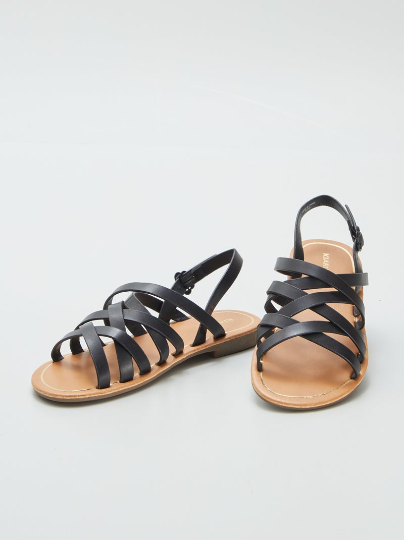 Sandales multi-brides Noir - Kiabi