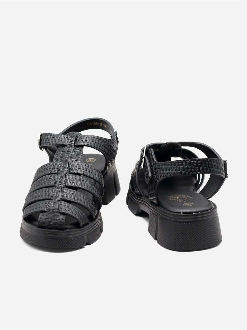 Sandales multi-brides Noir - Kiabi