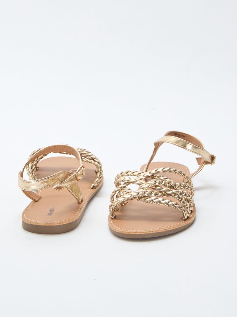 Sandales multi brides tressées Jaune - Kiabi