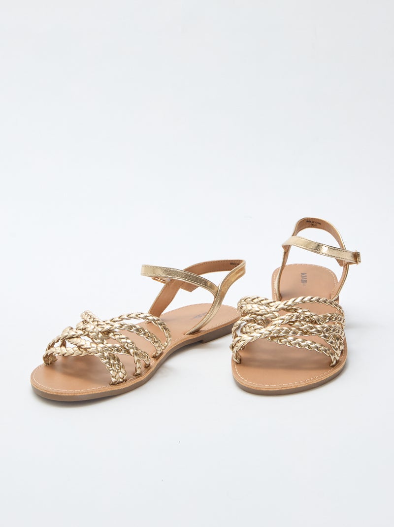 Sandales multi brides tressées Jaune - Kiabi