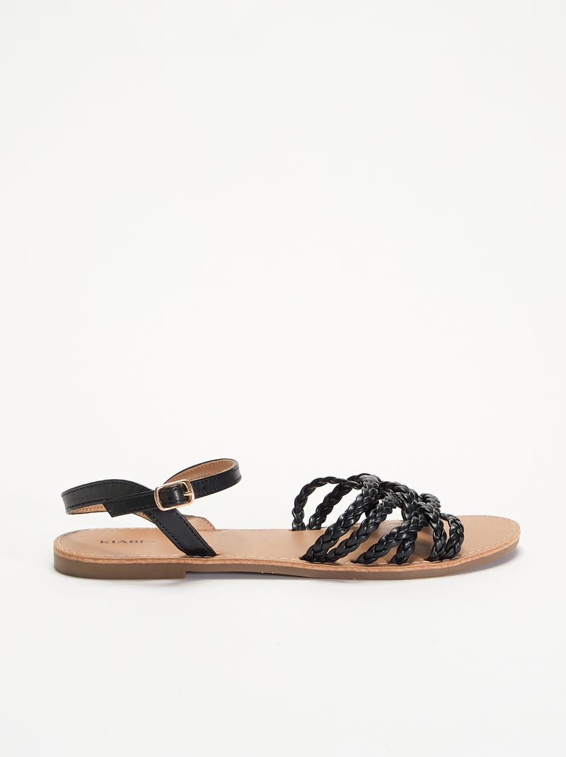 Sandales multi brides tressées Noir - Kiabi
