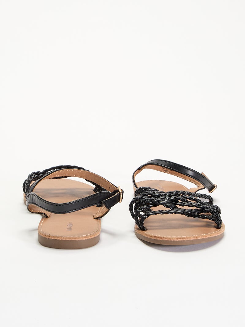 Sandales multi brides tressées Noir - Kiabi